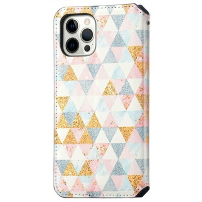 Apple iPhone 13 Pro Max atverčiamas spalvotas „Caseneo“ Rhombus odinis dėklas - knygutė | Priedai.lt