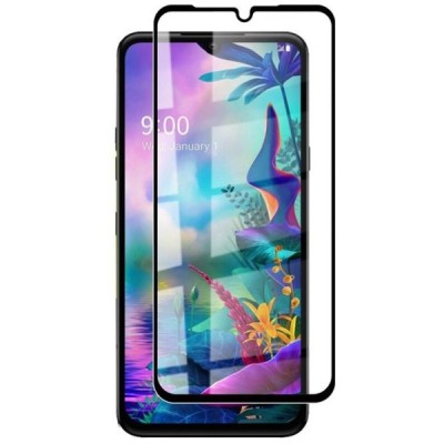 LG G8X ThinQ „Calans“ 9H Tempered Glass sustiprintos apsaugos juodas pilnai dengiantis apsauginis ekrano stiklas 0,26 mm | Pried