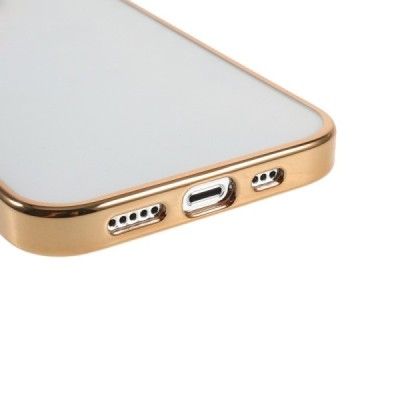 Apple iPhone 13 Pro „X-Level“ Glitter Case TPU silikoninis skaidrus permatomas plonas dėklas su auksiniu rėmeliu | Priedai.lt