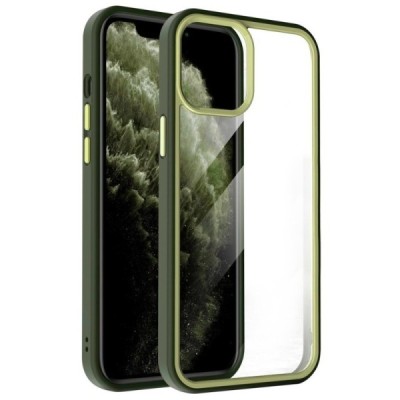 Apple iPhone 13 Mini „X-Level“ Colorful silikoninis skaidrus permatomas dėklas su geltonu rėmeliu | Priedai.lt