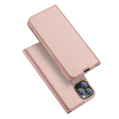 „Dux Ducis“ Skin serijos Apple iPhone 13 Pro Max rožinis odinis atverčiamas dėklas | Priedai.lt