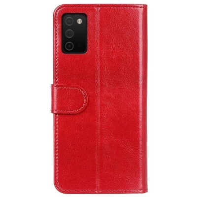 Samsung Galaxy A03s SM-A037G atverčiamas raudonas odinis dėklas - piniginė | Priedai.lt