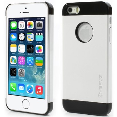 Baltas su juodomis juostelėmis „Verus“ dviejų dalių plastikinis Apple iPhone SE (5, 5s) dėklas / Priedai.lt