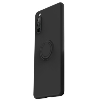 Sony Xperia 10 III Shell Kickstand kieto silikono TPU juodas dėklas - nugarėlė | Priedai.lt