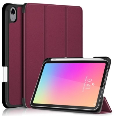 Apple iPad mini 6 2021 „Stylus“ atverčiamas bordo odinis dėklas - stovas | Priedai.lt