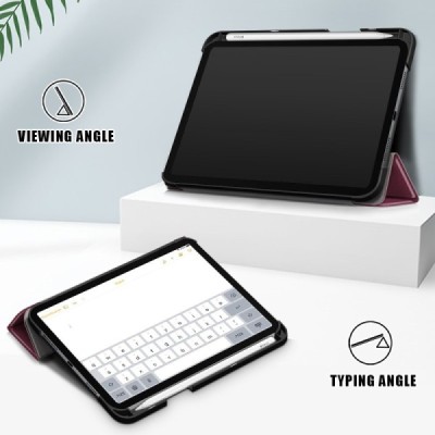 Apple iPad mini 6 2021 „Stylus“ atverčiamas bordo odinis dėklas - stovas | Priedai.lt