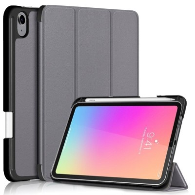 Apple iPad mini 6 2021 „Stylus“ atverčiamas pilkas odinis dėklas - stovas | Priedai.lt