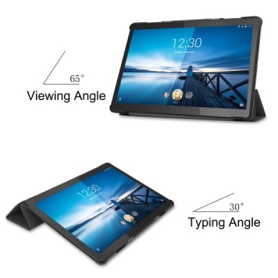 Lenovo Tab M10 FHD REL (X605FC) atverčiamas juodas odinis dėklas (sulankstomas) | Priedai.lt