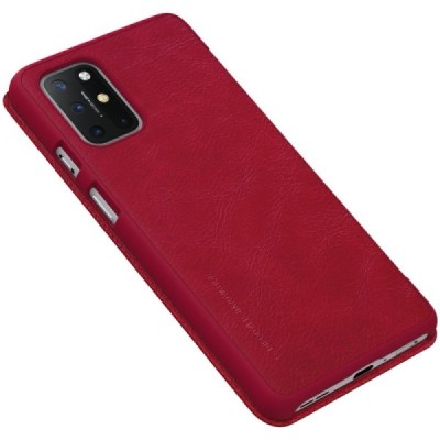 Prabangus „Nillkin“ Qin serijos raudonas odinis atverčiamas OnePlus 8T dėklas - knygutė | Priedai.lt