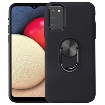 Sustiprintos apsaugos „Kickstand“ Samsung Galaxy A03s SM-A037G juodas kieto silikono (TPU) ir plastiko dėklas | Priedai.lt