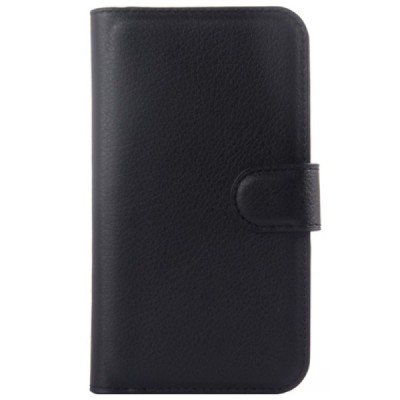 Samsung Galaxy Xcover 3 (G388) atverčiamas juodas odinis Litchi dėklas - piniginė | Priedai.lt