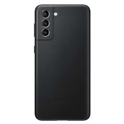 Samsung Galaxy S21+ (G996B) Leather Cover juodas odinis dėklas | Priedai.lt