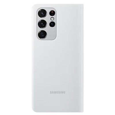 Samsung Galaxy S21 Ultra (G998B) originalus Smart Led View Cover atverčiamas šviesiai pilkas dėklas - knygutė | Priedai.lt