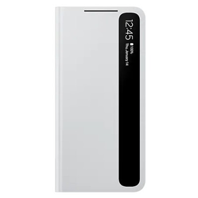 Samsung Galaxy S21 (G991B) originalus Smart Clear View Cover (EF-ZG991CJEGEE) atverčiamas šviesiai pilkas dėklas - knygutė | Pri