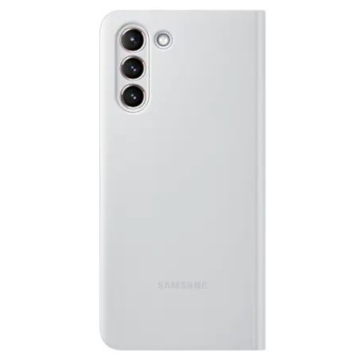 Samsung Galaxy S21 (G991B) originalus Smart Clear View Cover (EF-ZG991CJEGEE) atverčiamas šviesiai pilkas dėklas - knygutė | Pri