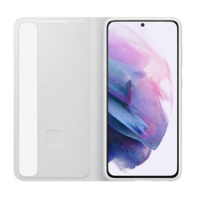 Samsung Galaxy S21 (G991B) originalus Smart Clear View Cover (EF-ZG991CJEGEE) atverčiamas šviesiai pilkas dėklas - knygutė | Pri