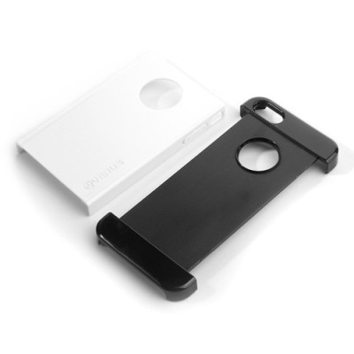 Baltas su juodomis juostelėmis „Verus“ dviejų dalių plastikinis Apple iPhone SE (5, 5s) dėklas / Priedai.lt