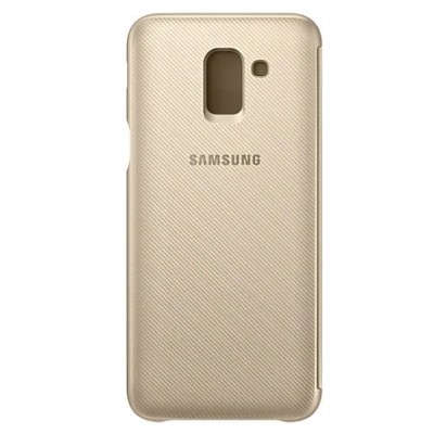 Samsung Galaxy J6 2018 (J600) originalus Wallet Cover atverčiamas auksinis odinis dėklas - piniginė | Priedai.lt