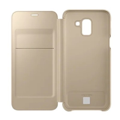 Samsung Galaxy J6 2018 (J600) originalus Wallet Cover atverčiamas auksinis odinis dėklas - piniginė | Priedai.lt