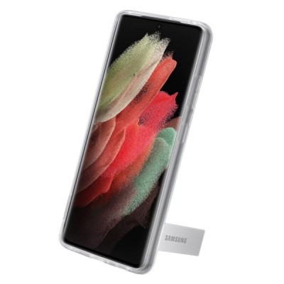 Samsung Galaxy S21 Ultra (G998B) „Samsung“ Clear Standing Cover kieto silikono skaidrus dėklas | Priedai.lt
