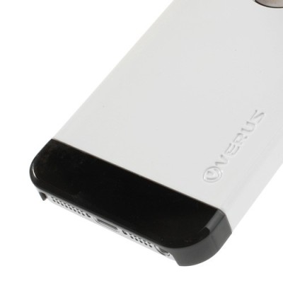 Baltas su juodomis juostelėmis „Verus“ dviejų dalių plastikinis Apple iPhone SE (5, 5s) dėklas / Priedai.lt