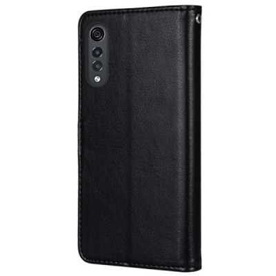 LG Velvet (LM-G900EM) juodas odinis atverčiamas dėklas - knygutė | Priedai.lt