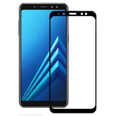 Samsung Galaxy A8 2018 (A530F) „Amorus“ 9H Tempered Glass sustiprintos apsaugos juodas pilnai dengiantis apsauginis ekrano stikl