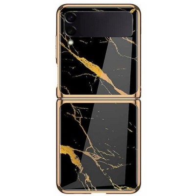 Samsung Galaxy Z Flip3 (F711) GKK Marble plastikinis juodas dėklas - nugarėlė | Priedai.lt