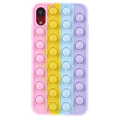Apple iPhone Xr „Popit“ Bubble minkšto silikono TPU rožinis dėklas - nugarėlė | Priedai.lt