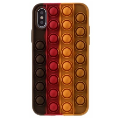 Apple iPhone X (iPhone Xs) „Popit“ Bubble minkšto silikono TPU rudas dėklas - nugarėlė | Priedai.lt