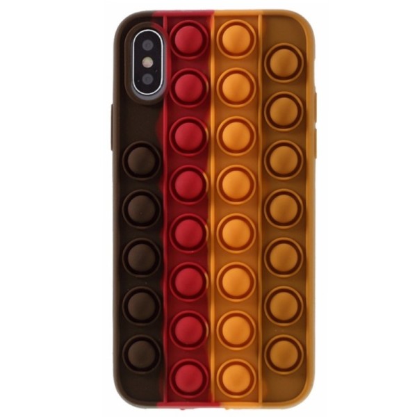 „Popit“ Bubble minkšto silikono (TPU) dėklas - rudas (iPhone X / Xs)