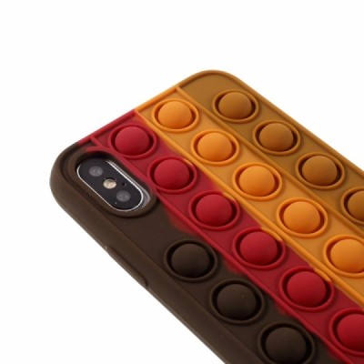 Apple iPhone X (iPhone Xs) „Popit“ Bubble minkšto silikono TPU rudas dėklas - nugarėlė | Priedai.lt