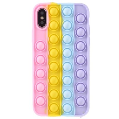 Apple iPhone X (iPhone Xs) „Popit“ Bubble minkšto silikono TPU rožinis dėklas - nugarėlė | Priedai.lt
