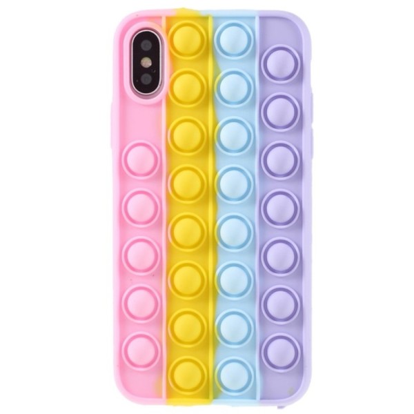 „Popit“ Bubble minkšto silikono (TPU) dėklas - rožinis (iPhone X / Xs)