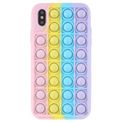 Apple iPhone X (iPhone Xs) „Popit“ Big Bubble minkšto silikono TPU rožinis dėklas - nugarėlė | Priedai.lt