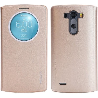 Rock Quick Circle LG G3 šampaninis atverčiamas dėklas - knygutė / Priedai.lt