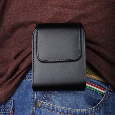 Universalus „Belt Clip“ juodas odinis dėklas prie diržo (S dydis) | Priedai.lt