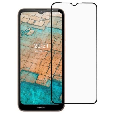 Nokia C10 (C20) „Calans“ 9H Tempered Glass sustiprintos apsaugos juodas pilnai dengiantis apsauginis ekrano stiklas 0,26 mm | Pr
