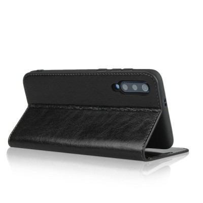 Xiaomi Mi 9 (Mi 9 Explorer) Split solidus atverčiamas juodas odinis dėklas - knygutė | Priedai.lt