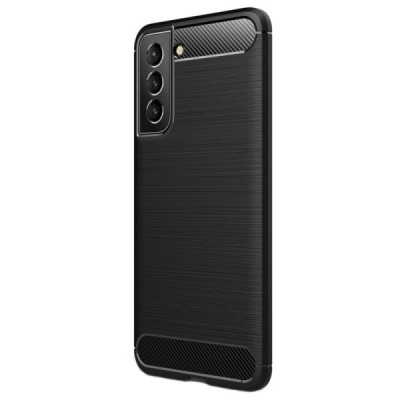 Samsung Galaxy S21 FE (Fan Edition) 5G „Carbon“ kieto silikono TPU juodas dėklas - nugarėlė | Priedai.lt