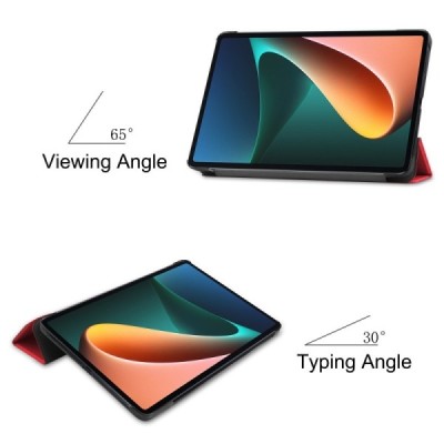 Xiaomi Pad 5 atverčiamas raudonas odinis dėklas (sulankstomas) | Priedai.lt