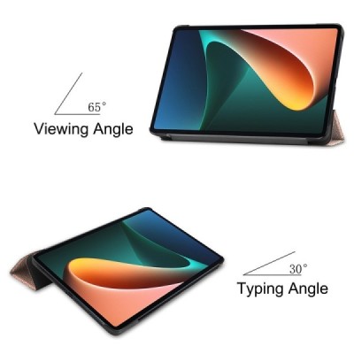 Xiaomi Pad 5 atverčiamas auksinis odinis dėklas (sulankstomas) | Priedai.lt