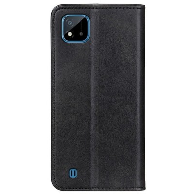 Realme C20 (C11 2021) „Split“ juodas odinis atverčiamas dėklas - knygutė | Priedai.lt