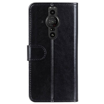 Sony Xperia Pro-I  juodas odinis atverčiamas dėklas - knygutė | Priedai.lt