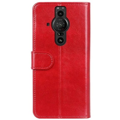 Sony Xperia Pro-I  raudonas odinis atverčiamas dėklas - knygutė | Priedai.lt