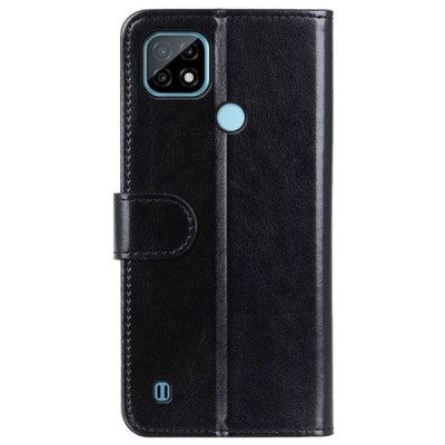 Realme C21 atverčiamas juodas odinis dėklas - piniginė | Priedai.lt