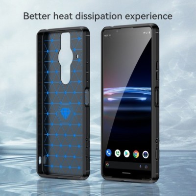 Sony Xperia Pro-I „Carbon“ kieto silikono TPU juodas dėklas - nugarėlė | Priedai.lt