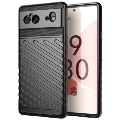 Google Pixel 6 Twill kieto silikono TPU juodas dėklas - nugarėlė | Priedai.lt