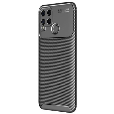 Realme C15 „Fiber“ kieto silikono TPU juodas dėklas - nugarėlė | Priedai.lt