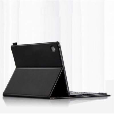 Samsung Galaxy Tab A8 10.5 2021 (X200, X205) atverčiamas juodas odinis dėklas su bluetooth belaide klaviatūra | Priedai.lt